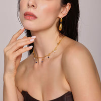 Colier din oțel inoxidabil cu cristale și charmuri miniaturale