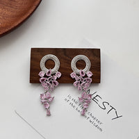 Cercei lungi cu cristale zirconii, placati cu paladiu