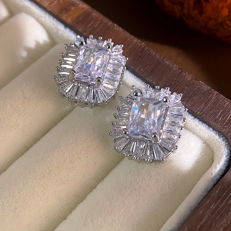 Cercei din otel inoxidabil cu ace din argint S925 si cristale zirconii