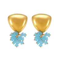 Cercei triunghiulari din oțel inoxidabil placați cu aur 18K si pandantive