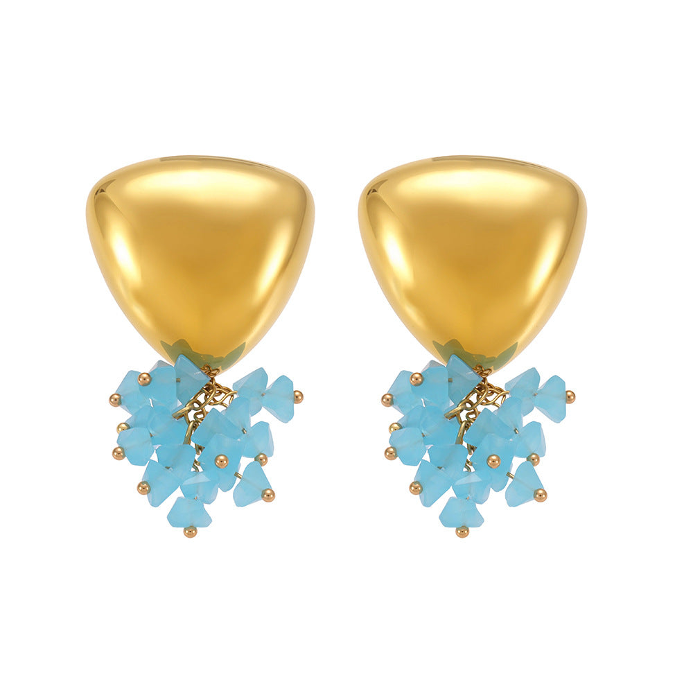 Cercei triunghiulari din oțel inoxidabil placați cu aur 18K si pandantive