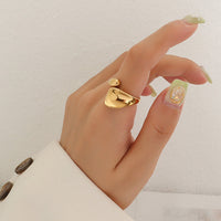 Inel reglabil din otel inoxidabil placat cu aur 18K