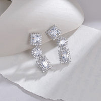 Cercei cu cristale placati cu aur, cu ace de argint