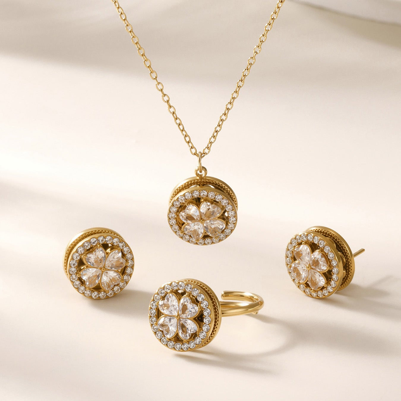 Colier din otel inoxidabil cu pandantiv rotativ din zirconii