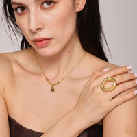 Inel gemetric supradimensionat din otel inoxidabil placat cu aur 18K