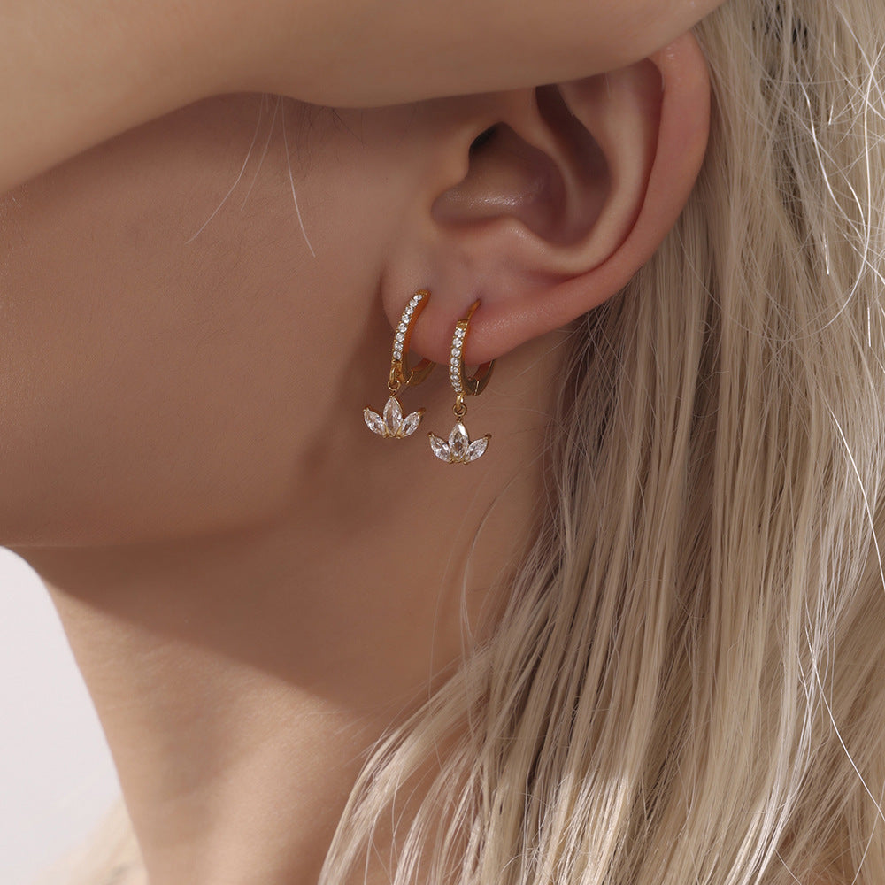 Cercei cu tiara din cristale zirconii