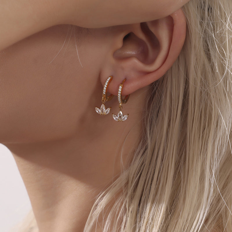 Cercei cu tiara din cristale zirconii