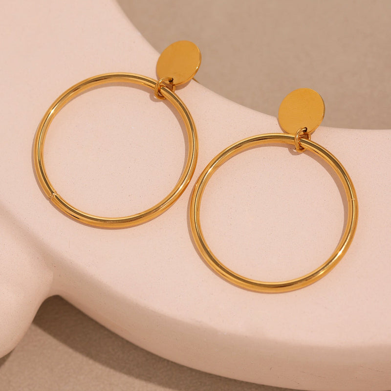 Cercei geometrici din oțel inoxidabil placat cu aur 18K