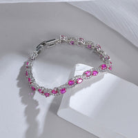 Bratara placata cu paladiu, cu cristale zirconii si inchidere fixa