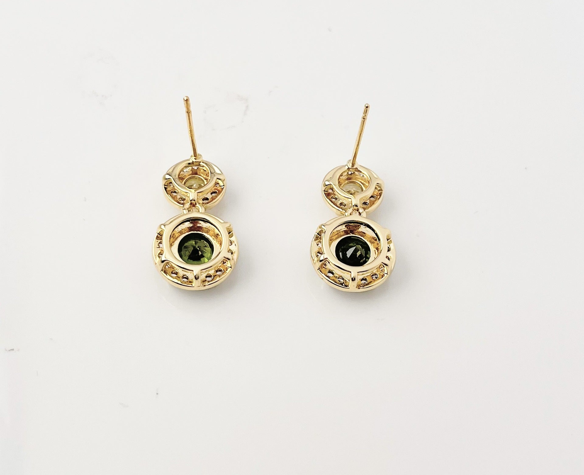 Cercei placati cu aur 14 k cu ace din argint 925 si cristale zirconii AAA