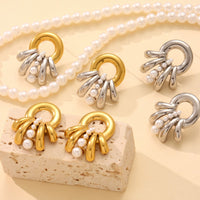 Cercei cu multistrat din oțel inoxidabil placat cu aur 18k