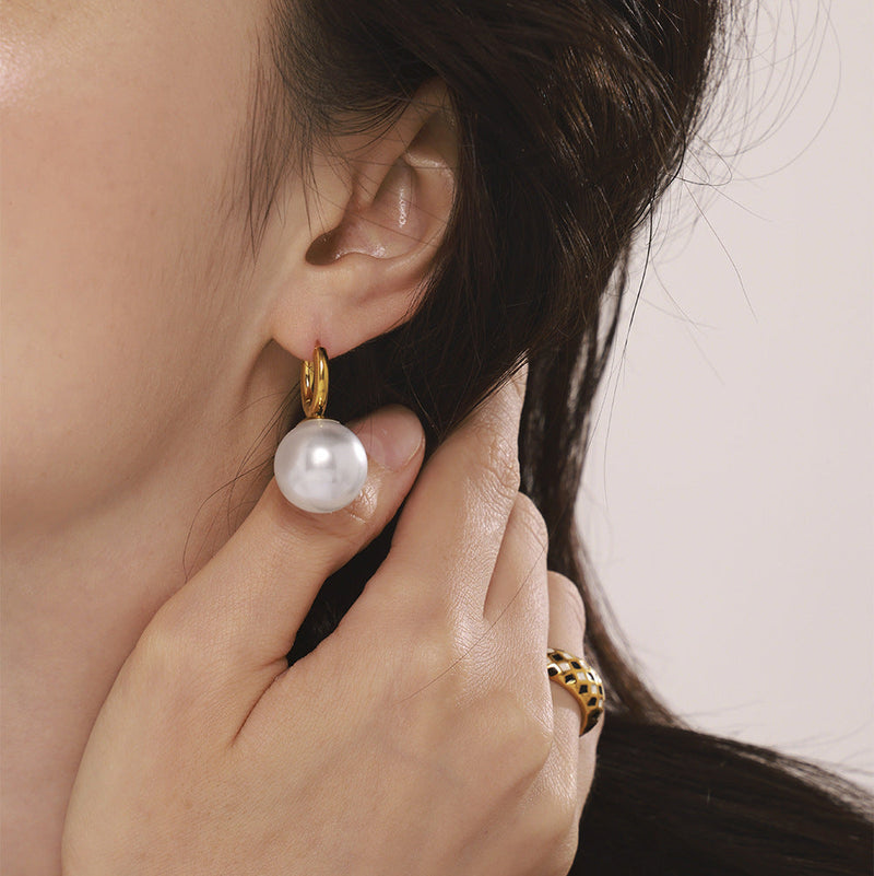 Cercei din otel inoxidabil cu perle din cristal