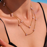 Colier din otel inoxidabil cu perle de apa dulce