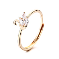 Inel ajustabil din argint cu lebada si cristale zirconii