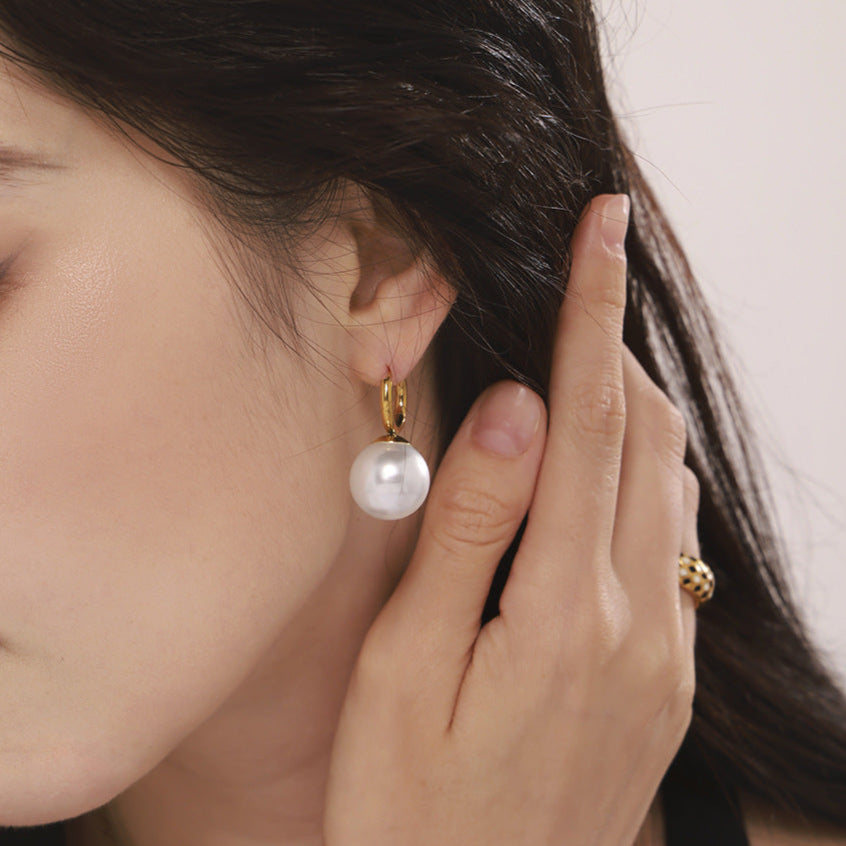 Cercei din otel inoxidabil cu perle din cristal