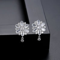 Cercei placati cu aur 14k cu cristale zirconii si ace de argint 925