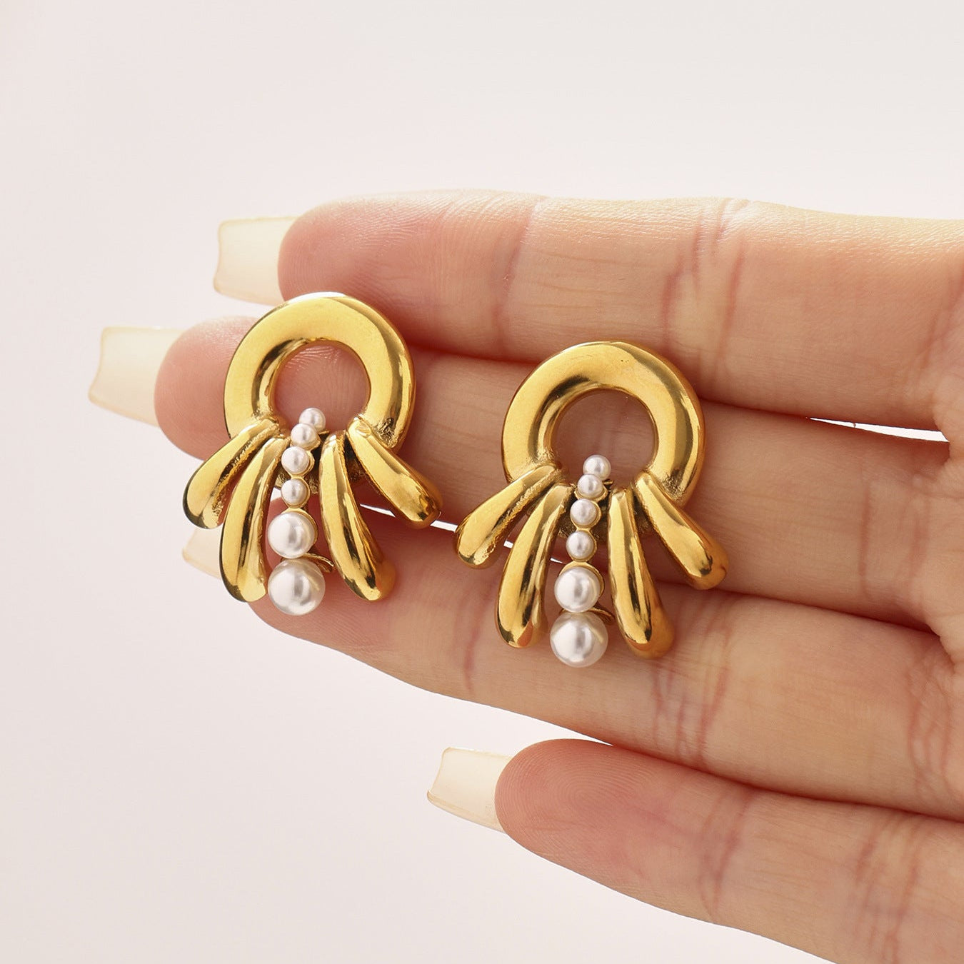 Cercei cu multistrat din oțel inoxidabil placat cu aur 18k