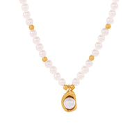 Colier cu pandantiv din otel inoxidabil cu perla