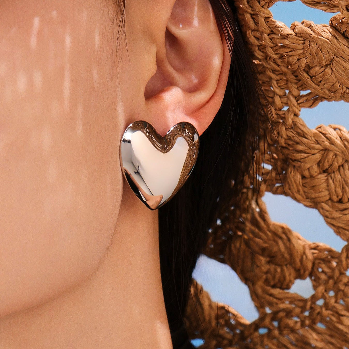 Cercei din oțel inoxidabil in forma de inima