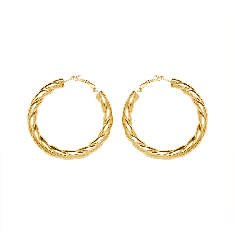 Cercei geometrici din oțel inoxidabil placat cu aur 18K