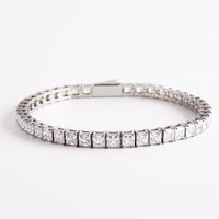 Bratara placata cu paladiu, cu cristale zirconii si inchidere fixa