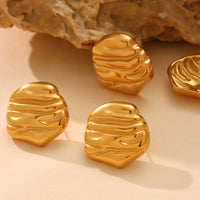 Cercei statement din oțel inoxidabil placat cu aur 18K – design fluid sculptural