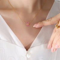 Colier din oțel inoxidabil cu pandantiv din zirconiu cubic