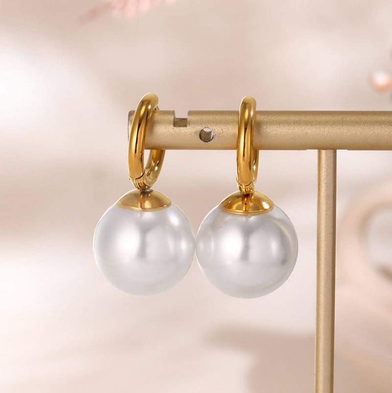 Cercei din otel inoxidabil cu perle din cristal