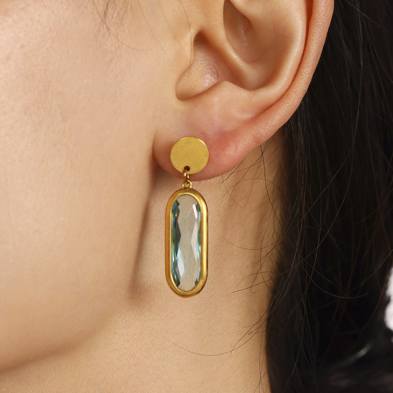 Cercei din otel inoxidabil placati cu aur 18K