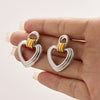 Cercei din oțel inoxidabil placat cu aur 18K cu nod si inima