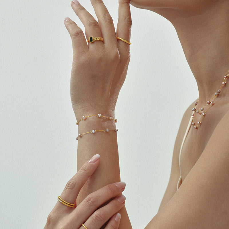 Colier din otel inoxidabil cu perle de cultura