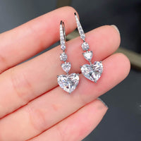 Cercei inima placati cu paladiu si cristale zirconii