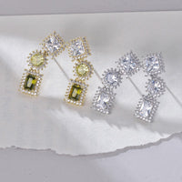 Cercei cu cristale placati cu aur, cu ace de argint