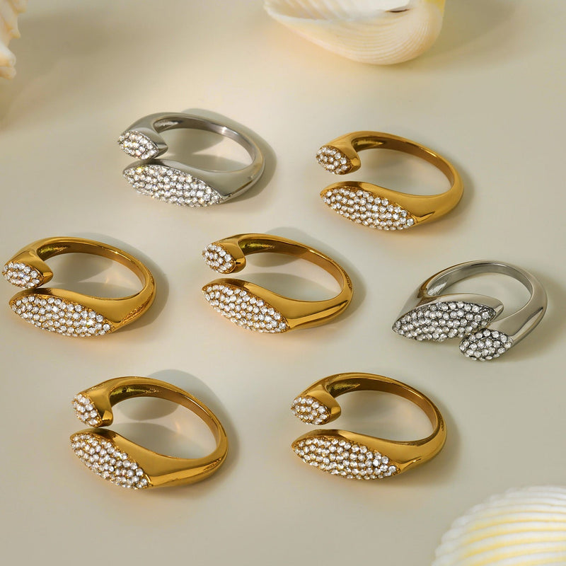 Inel cu zirconii din otel inoxidabil