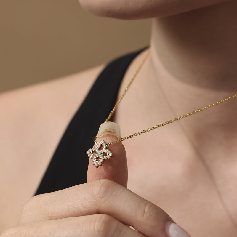 Colier din otel inoxidabil placat cu aur 18K cu zirconii