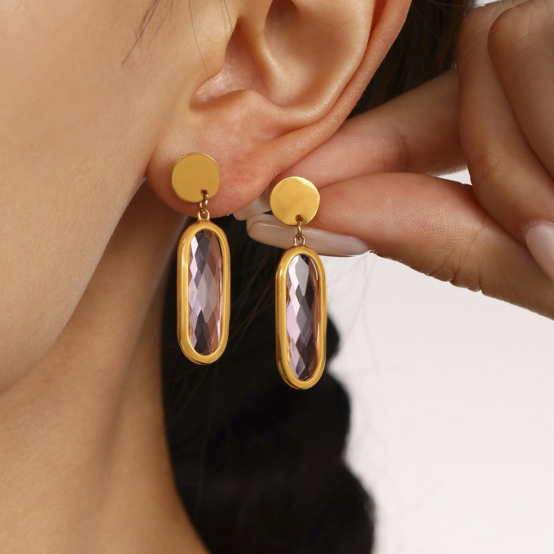 Cercei din otel inoxidabil placati cu aur 18K