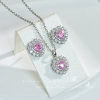 Set placat cu paladiu compus din cercei si colier cu cristale zirconii