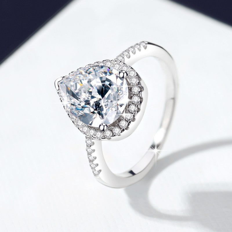 Inel din argint S925 cu pietre si cristale zirconii lacrima - marimea 7