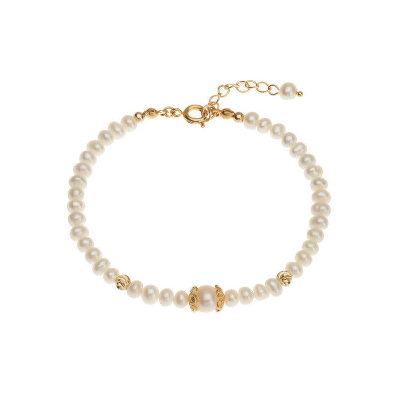 Bratara cu perle de apa dulce placata cu aur 14K
