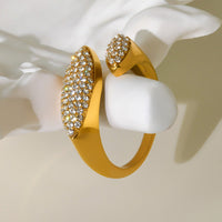 Inel cu zirconii din otel inoxidabil placat cu aur 18K