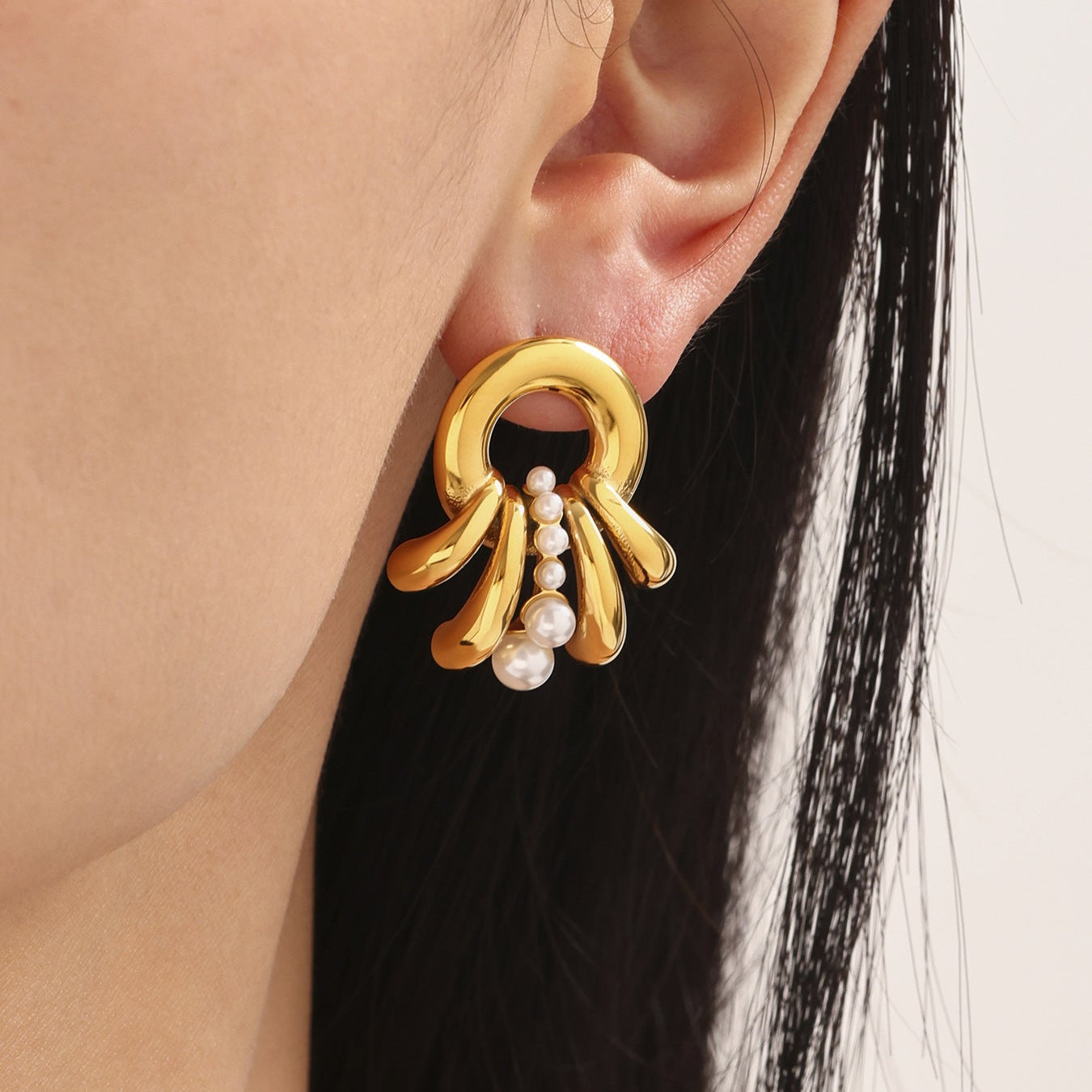 Cercei cu multistrat din oțel inoxidabil placat cu aur 18k