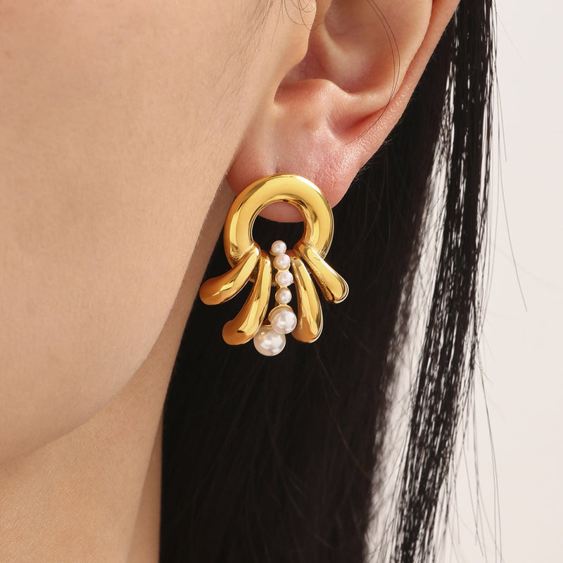 Cercei cu multistrat din oțel inoxidabil placat cu aur 18k