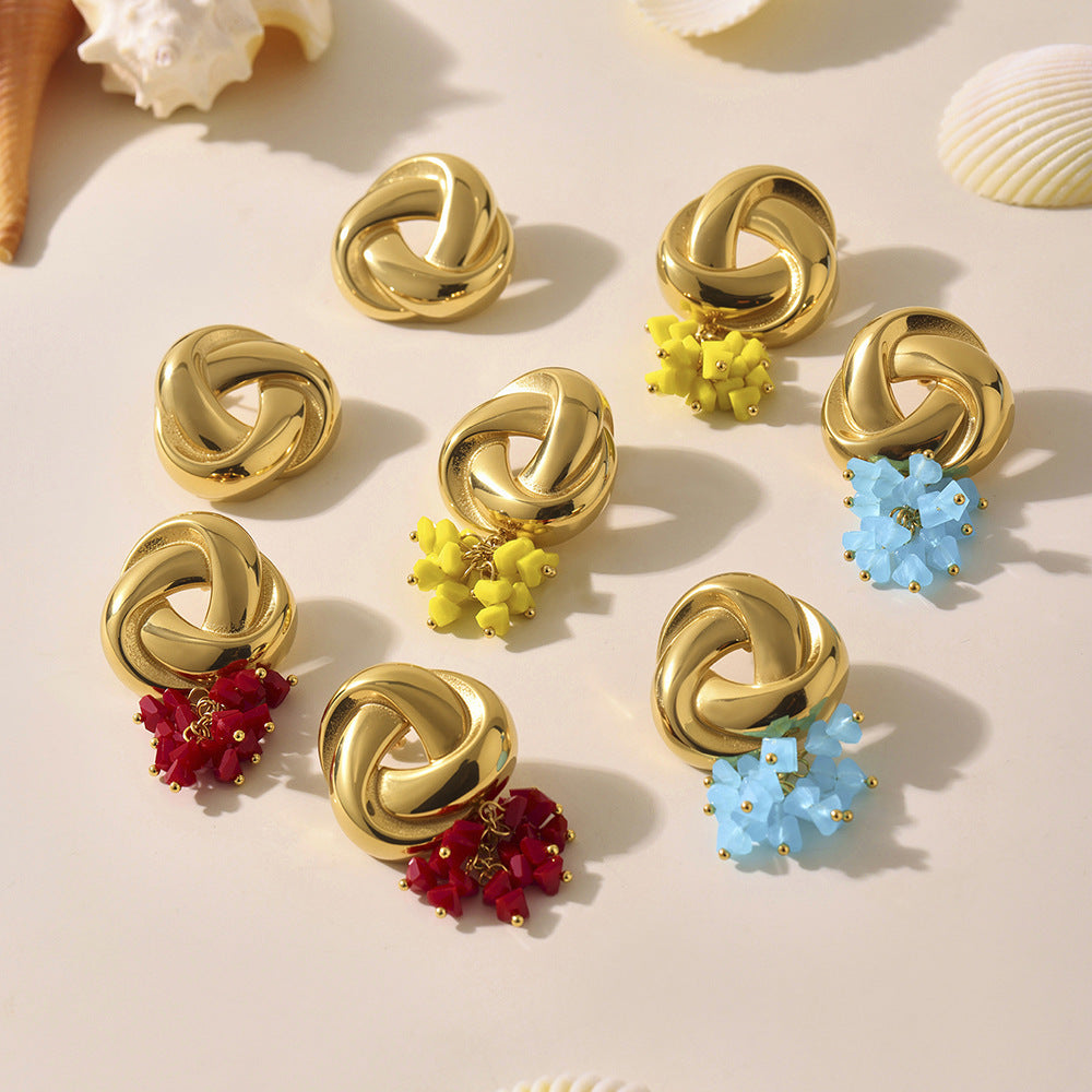 Cercei triunghiulari din oțel inoxidabil placați cu aur 18K si pandantive