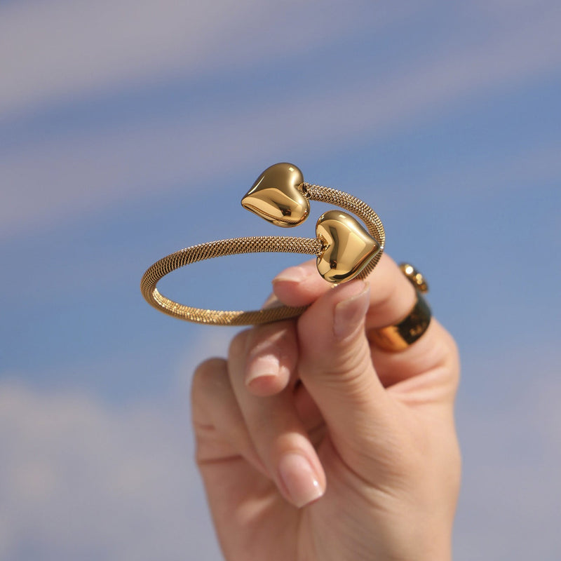 Bratara reglabila din otel inoxidabil placata cu aur 18K