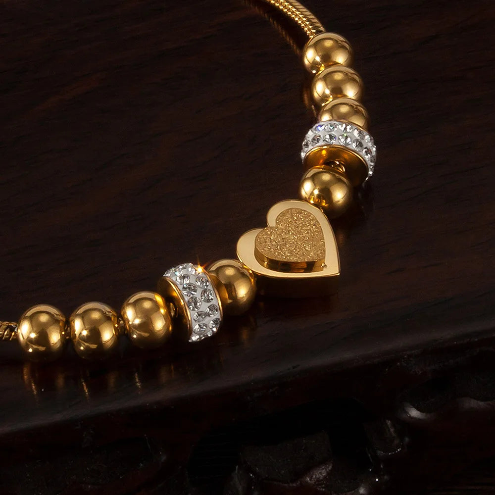 Brățară "Golden Love" din otel inoxidabil cu zirconii