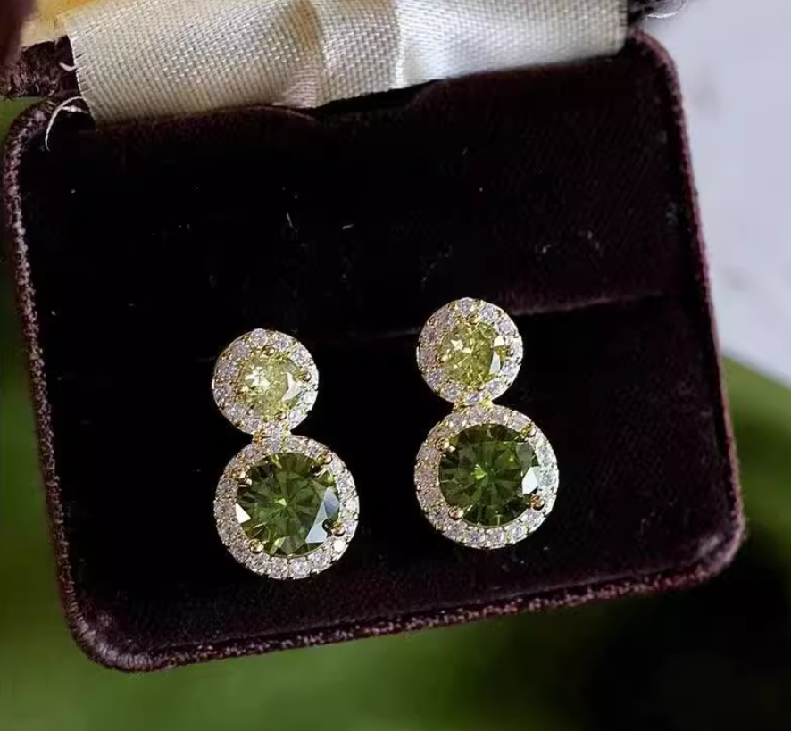 Cercei placati cu aur 14 k cu ace din argint 925 si cristale zirconii AAA