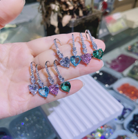 Cercei inima placati cu paladiu si cristale zirconii