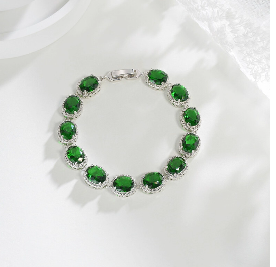 Bratara placata cu paladiu, cu zirconii si inchidere fixa