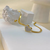 Brățară "Golden Heart"  din otel inoxidabil cu zirconii