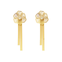 Cercei cu flori 3D din otel inoxidabil placat cu aur 18K